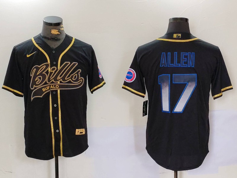Men Buffalo Bills 17 Allen Black Joint Name 2024 Nike Limited NFL Jersey style 9103